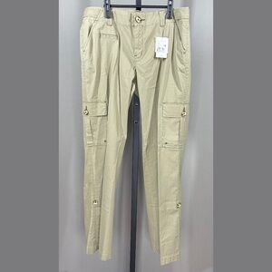 NEW Cabi Pants Womens 10 brown chino straight leg roller crop casual classic